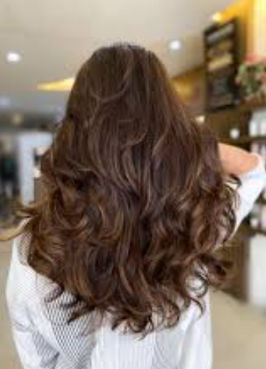 Curly hair created with a curling iron